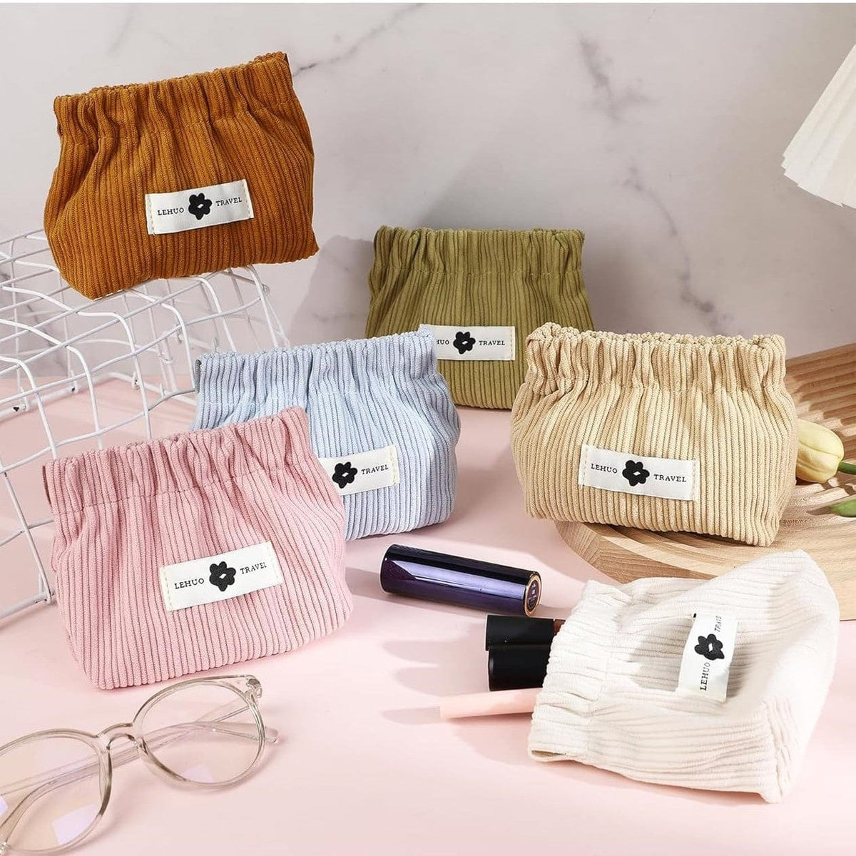 Elastic Corduroy Storage Bag